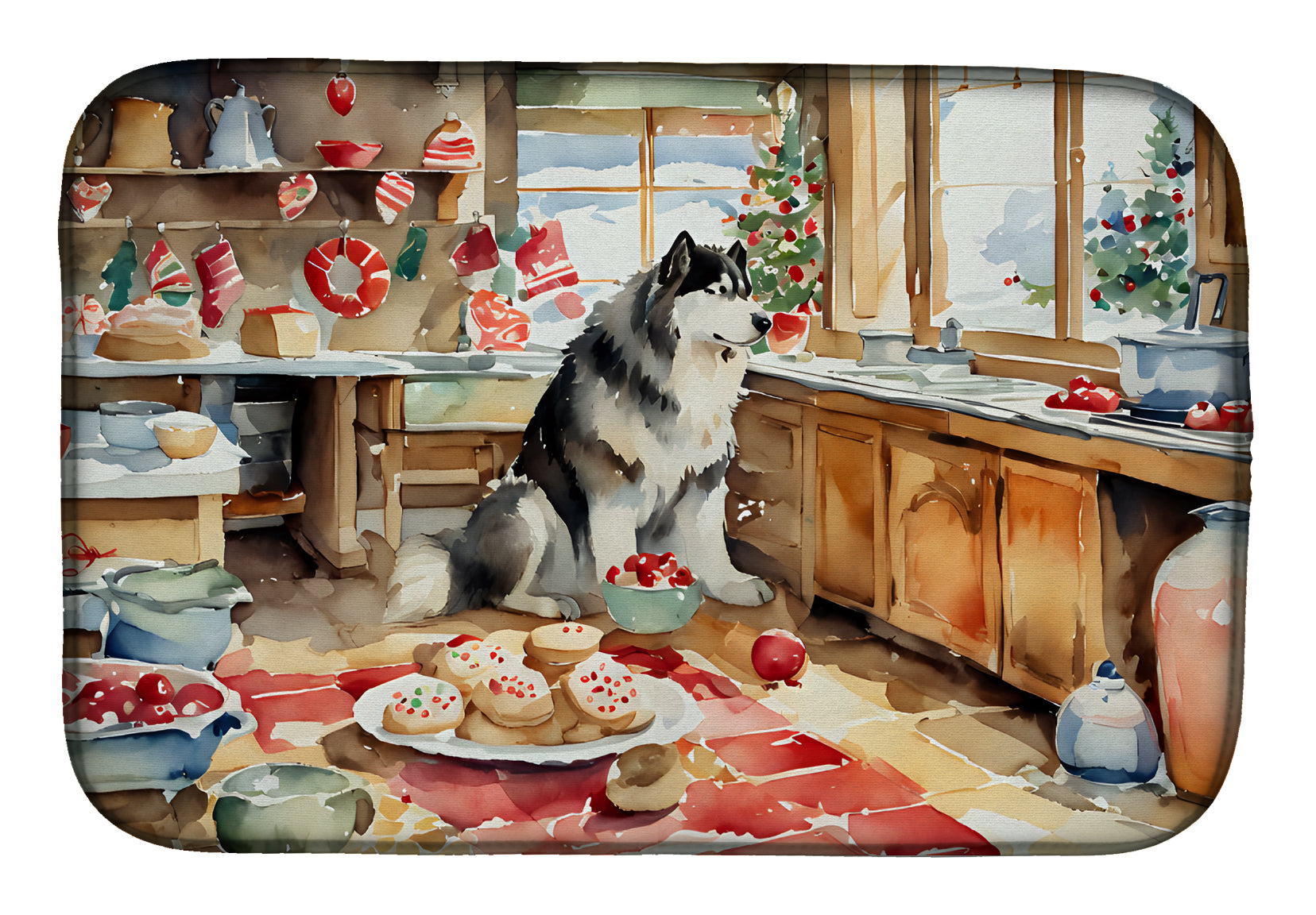 Buy this Alaskan Malamute Christmas Cookies Dish Drying Mat