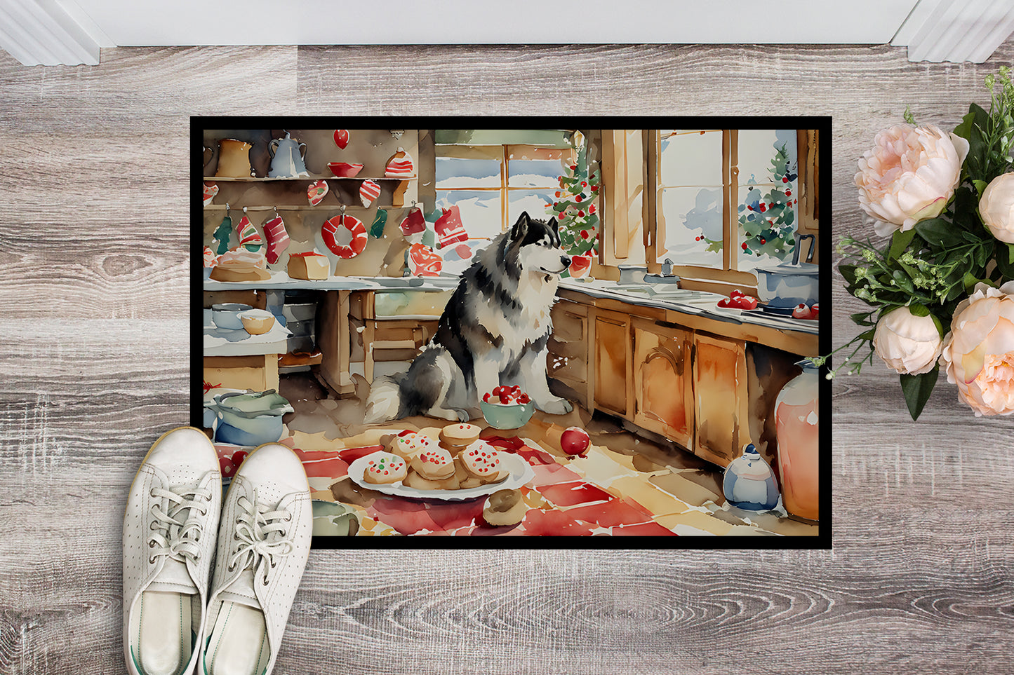 Alaskan Malamute Christmas Cookies Doormat