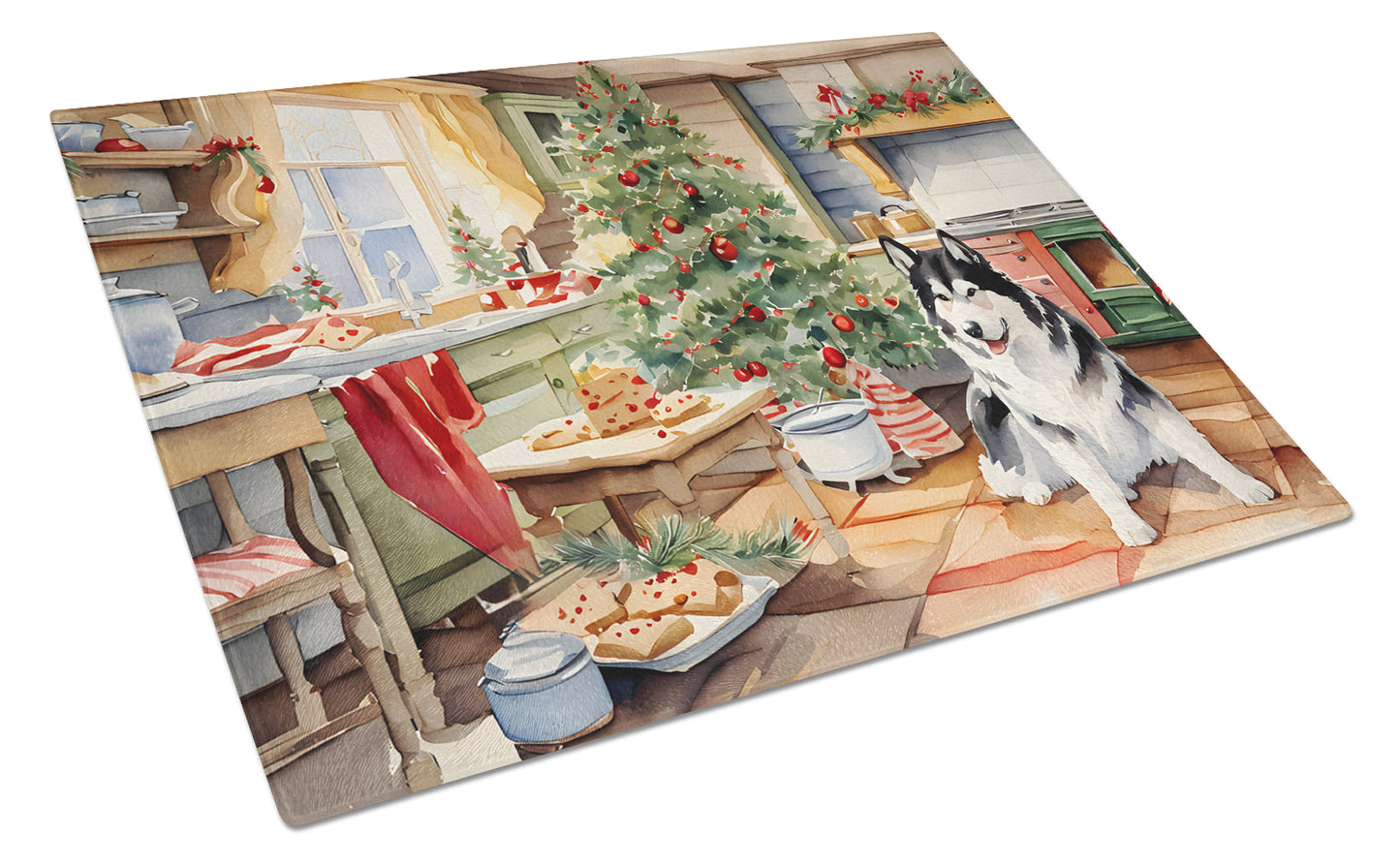 Buy this Alaskan Malamute Christmas Cookies Glass Cutting Board