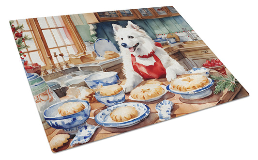 Buy this American Eskimo Christmas Cookies Glass Cutting Board