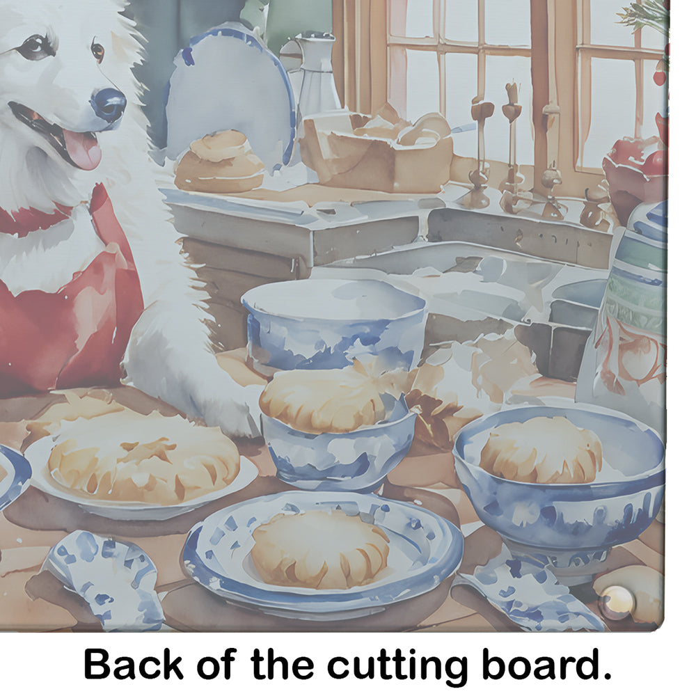 American Eskimo Christmas Cookies Glass Cutting Board