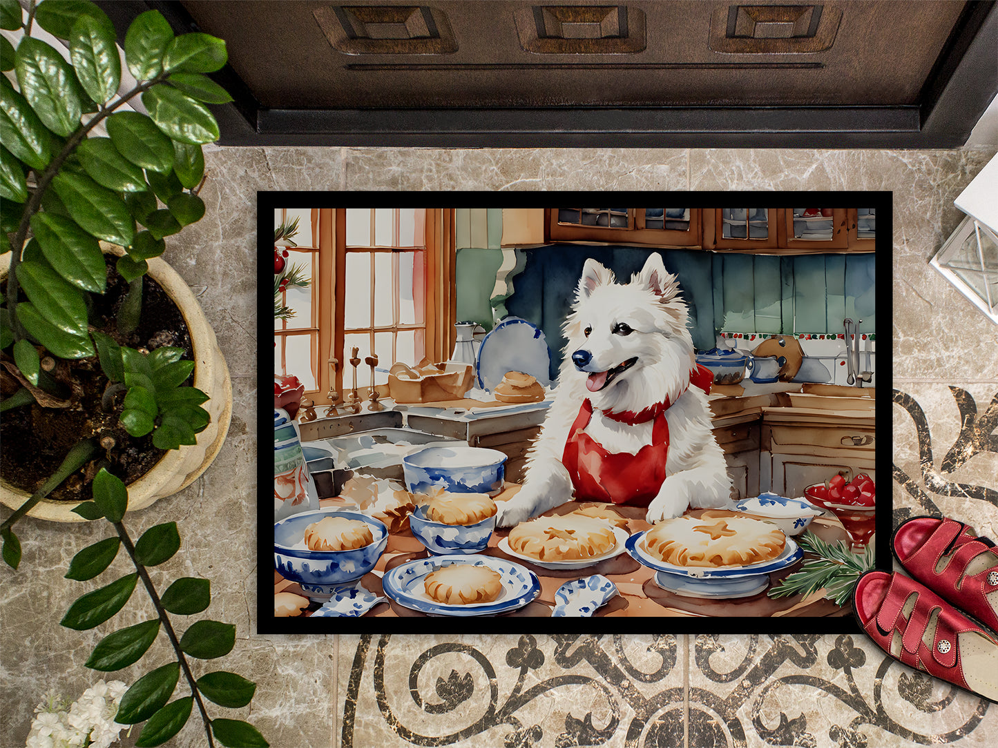 American Eskimo Christmas Cookies Doormat