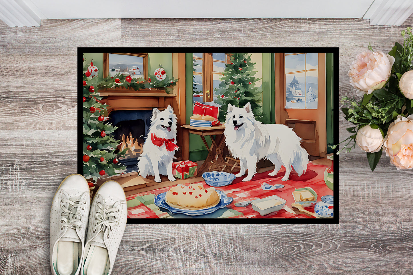 American Eskimo Christmas Cookies Doormat