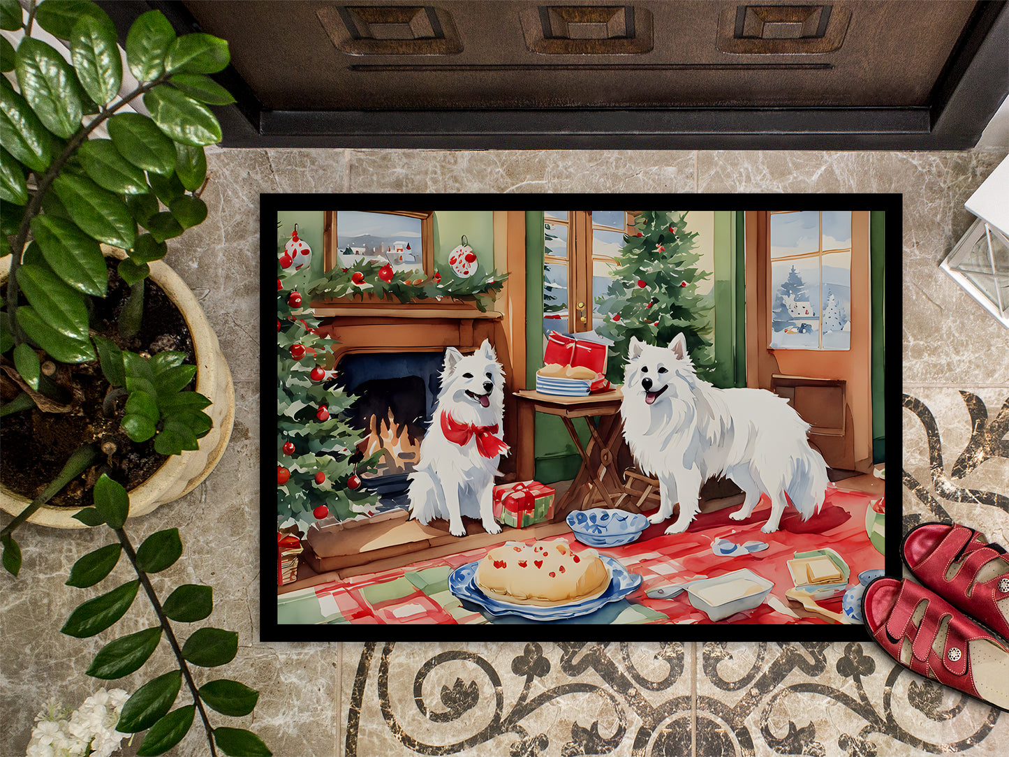 American Eskimo Christmas Cookies Doormat