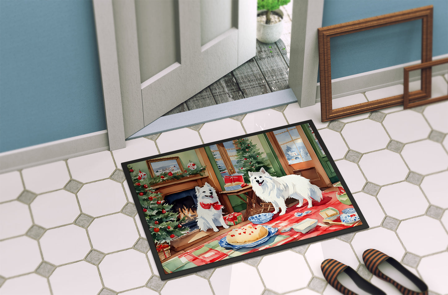 American Eskimo Christmas Cookies Doormat