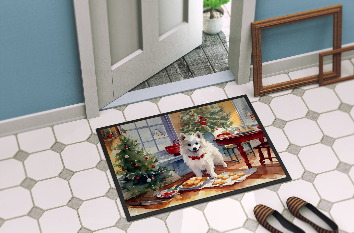 American Eskimo Christmas Cookies Doormat