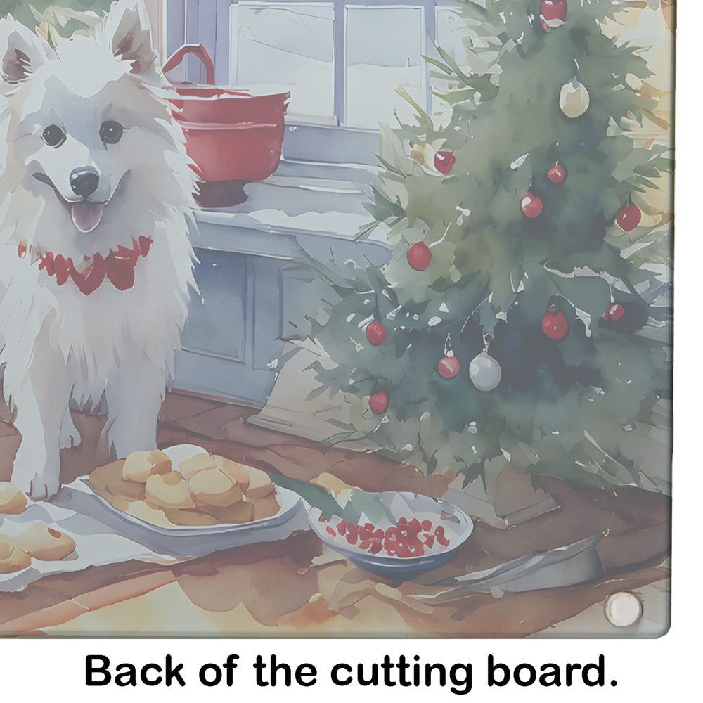 American Eskimo Christmas Cookies Glass Cutting Board