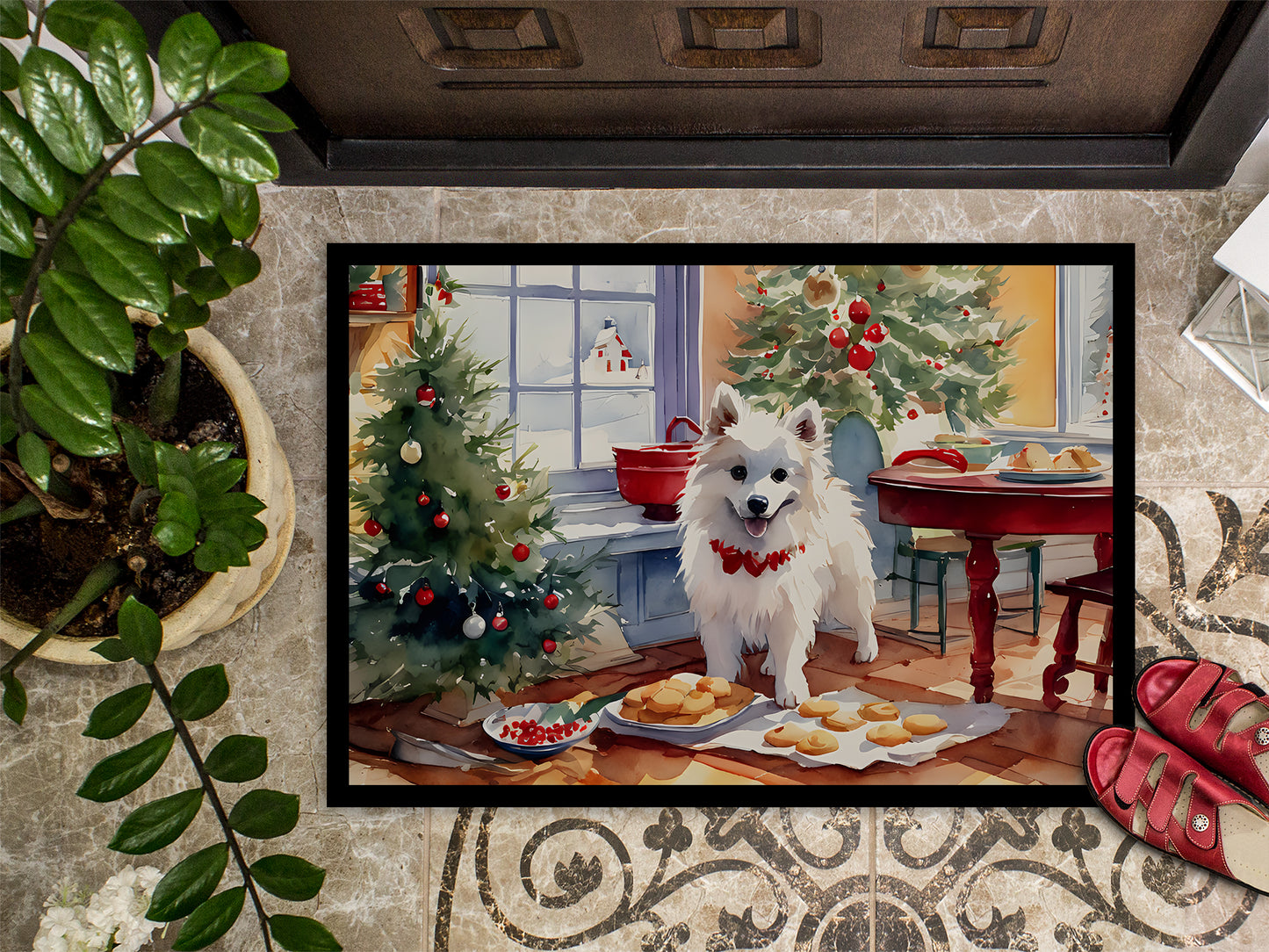 American Eskimo Christmas Cookies Doormat