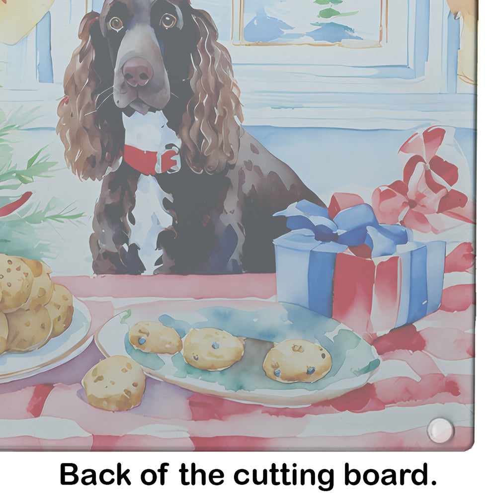 American Water Spaniel Christmas Cookies Glass Cutting Board