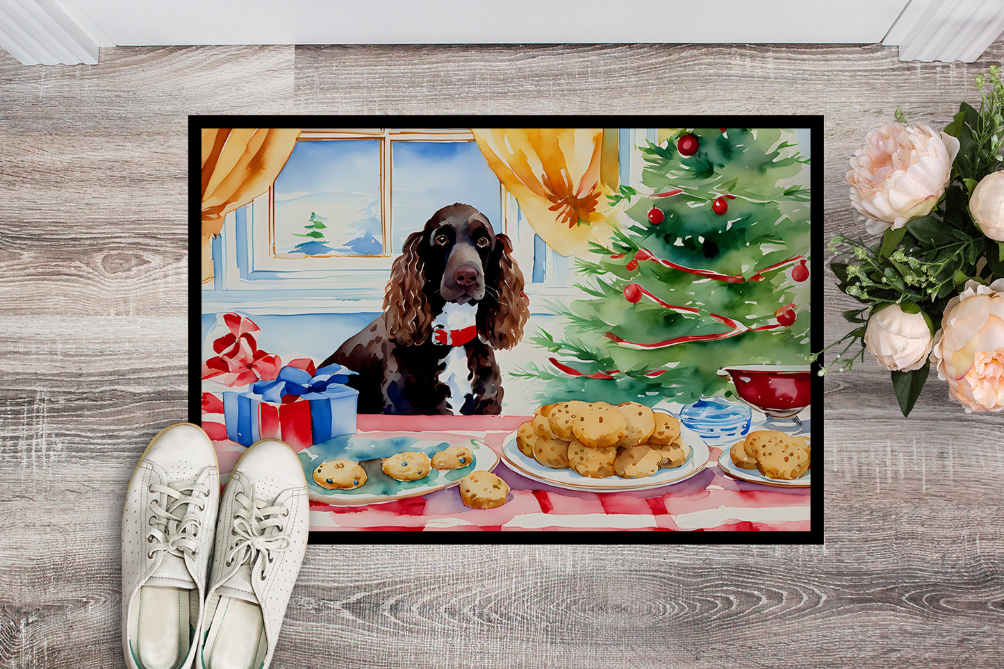 American Water Spaniel Christmas Cookies Doormat