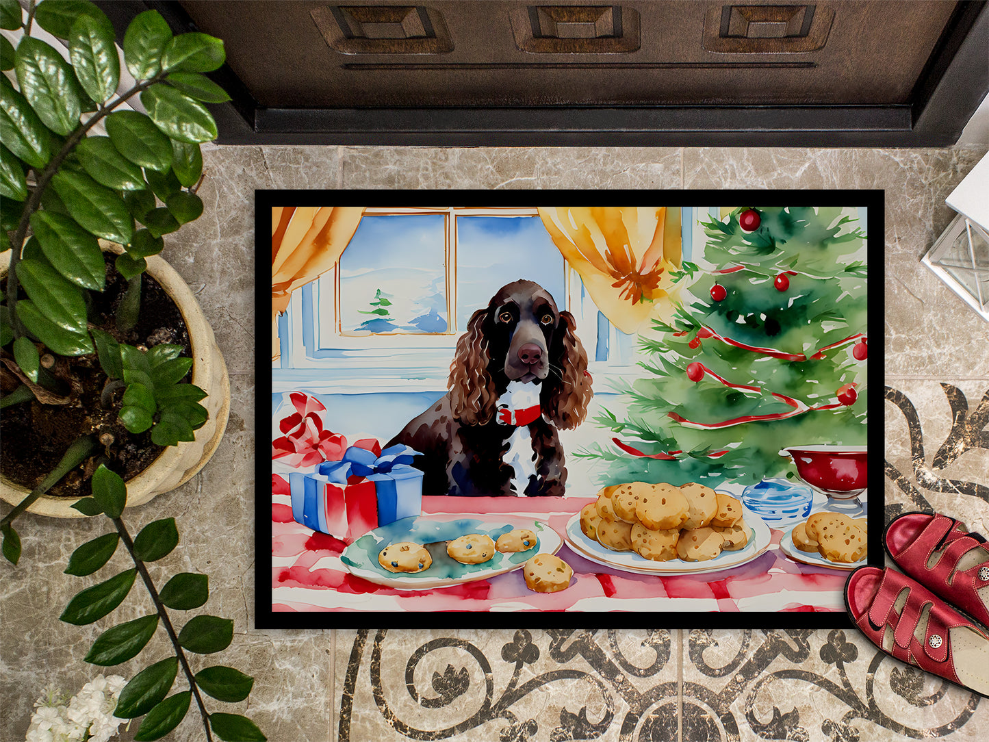 American Water Spaniel Christmas Cookies Doormat