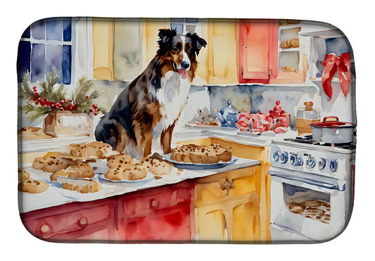 Buy this Australian Shepherd Christmas Cookies Dish Drying Mat