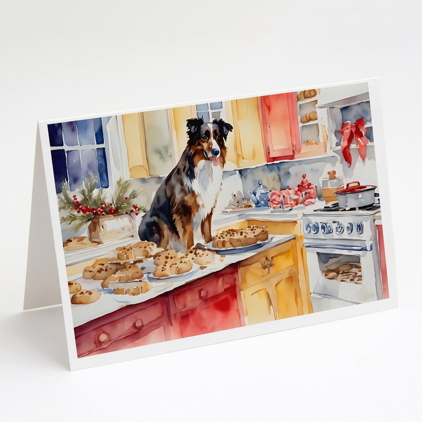 Buy this Australian Shepherd Christmas Cookies Greeting Cards Pack of 8