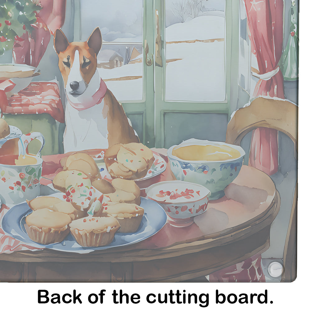 Basenji Christmas Cookies Glass Cutting Board