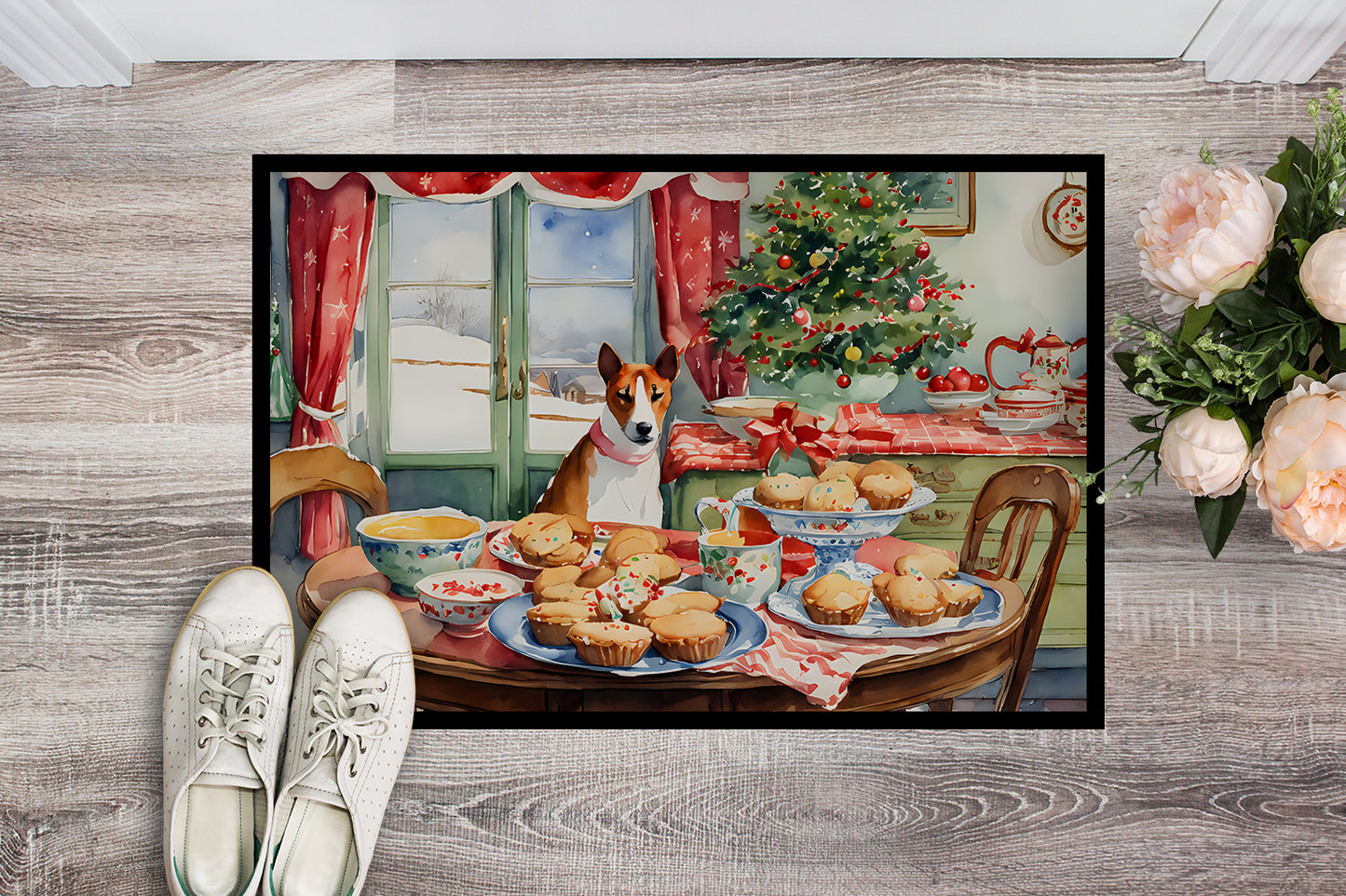 Basenji Christmas Cookies Doormat