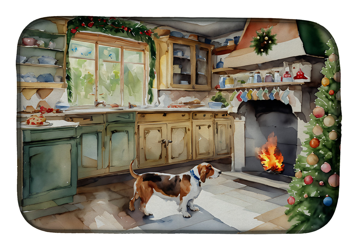 Buy this Basset Hound Christmas Cookies Dish Drying Mat