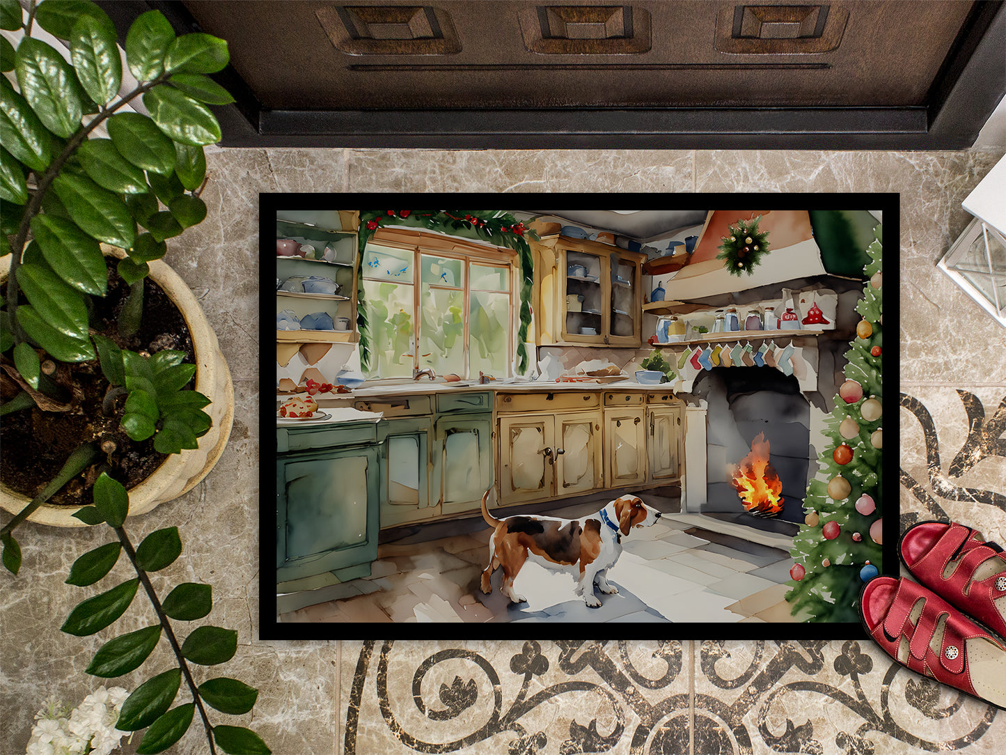 Basset Hound Christmas Cookies Doormat