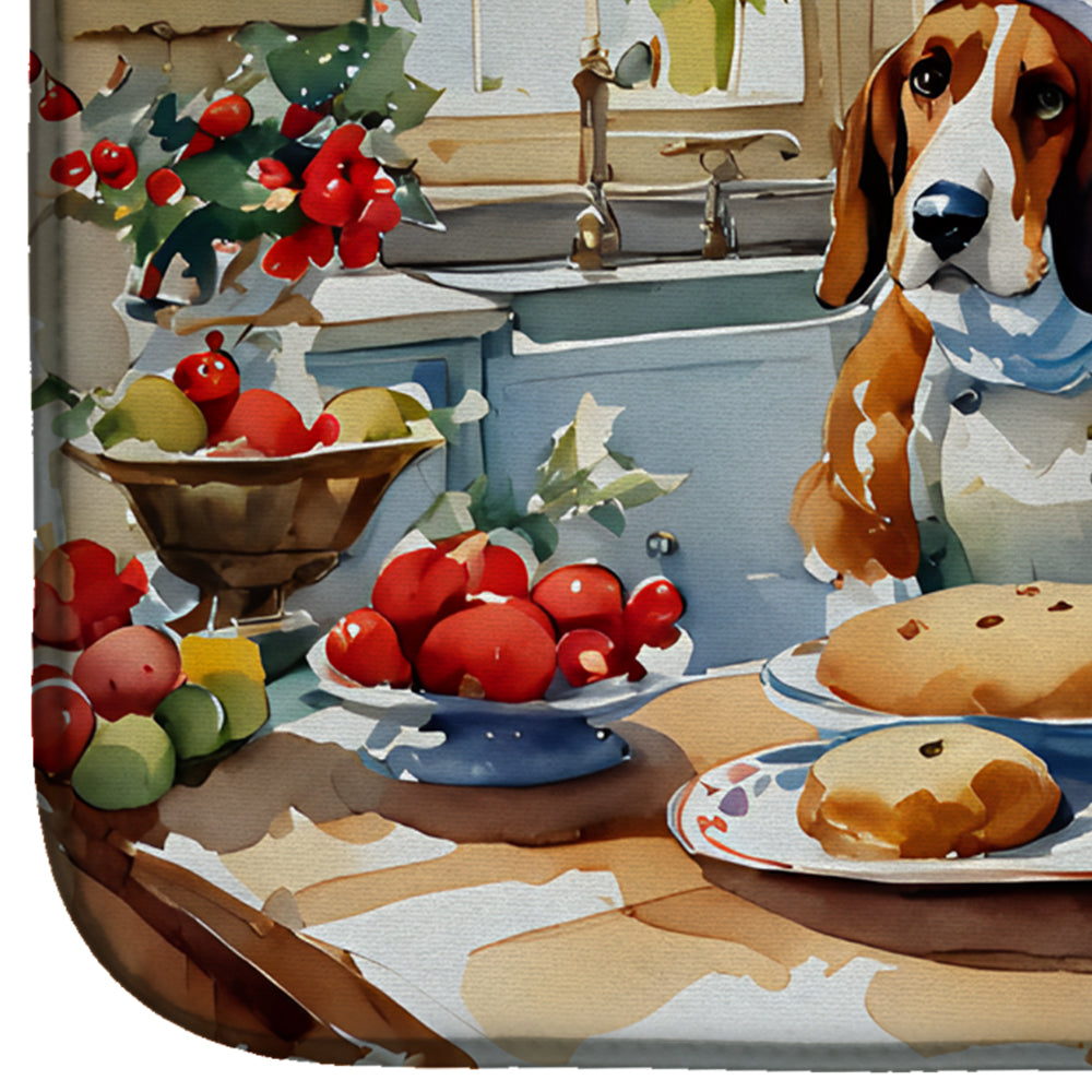 Basset Hound Christmas Cookies Dish Drying Mat