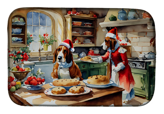 Buy this Basset Hound Christmas Cookies Dish Drying Mat