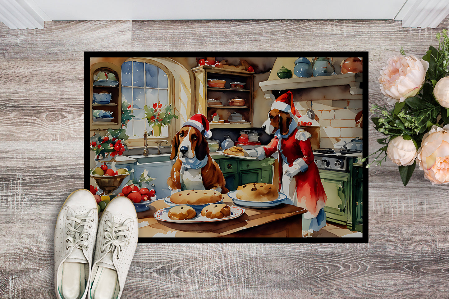 Basset Hound Christmas Cookies Doormat