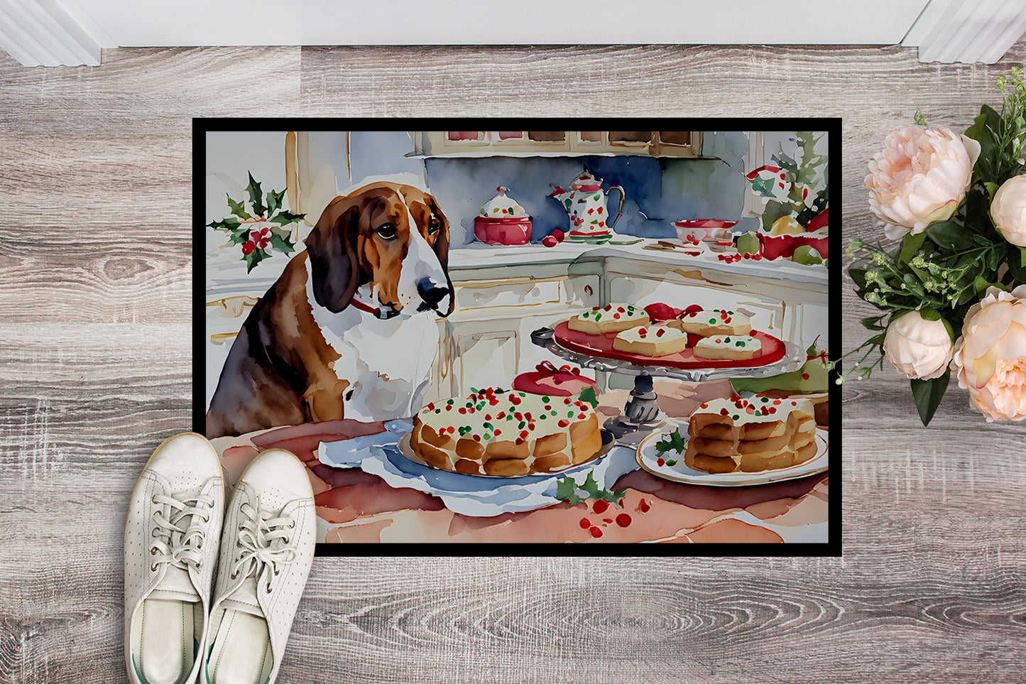 Basset Hound Christmas Cookies Doormat