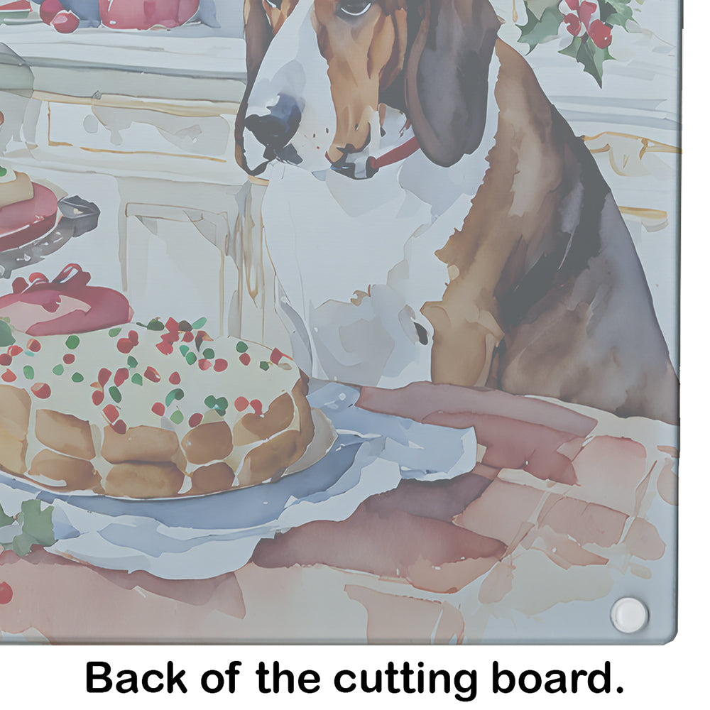 Basset Hound Christmas Cookies Glass Cutting Board