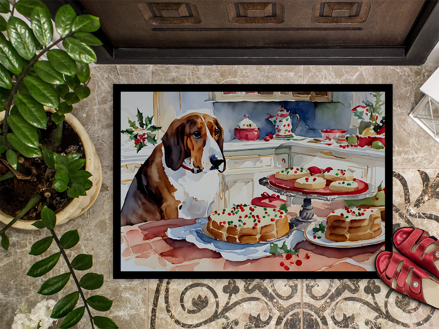 Basset Hound Christmas Cookies Doormat