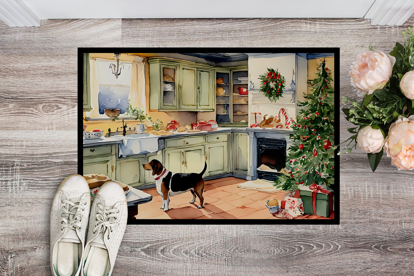 Basset Hound Christmas Cookies Doormat