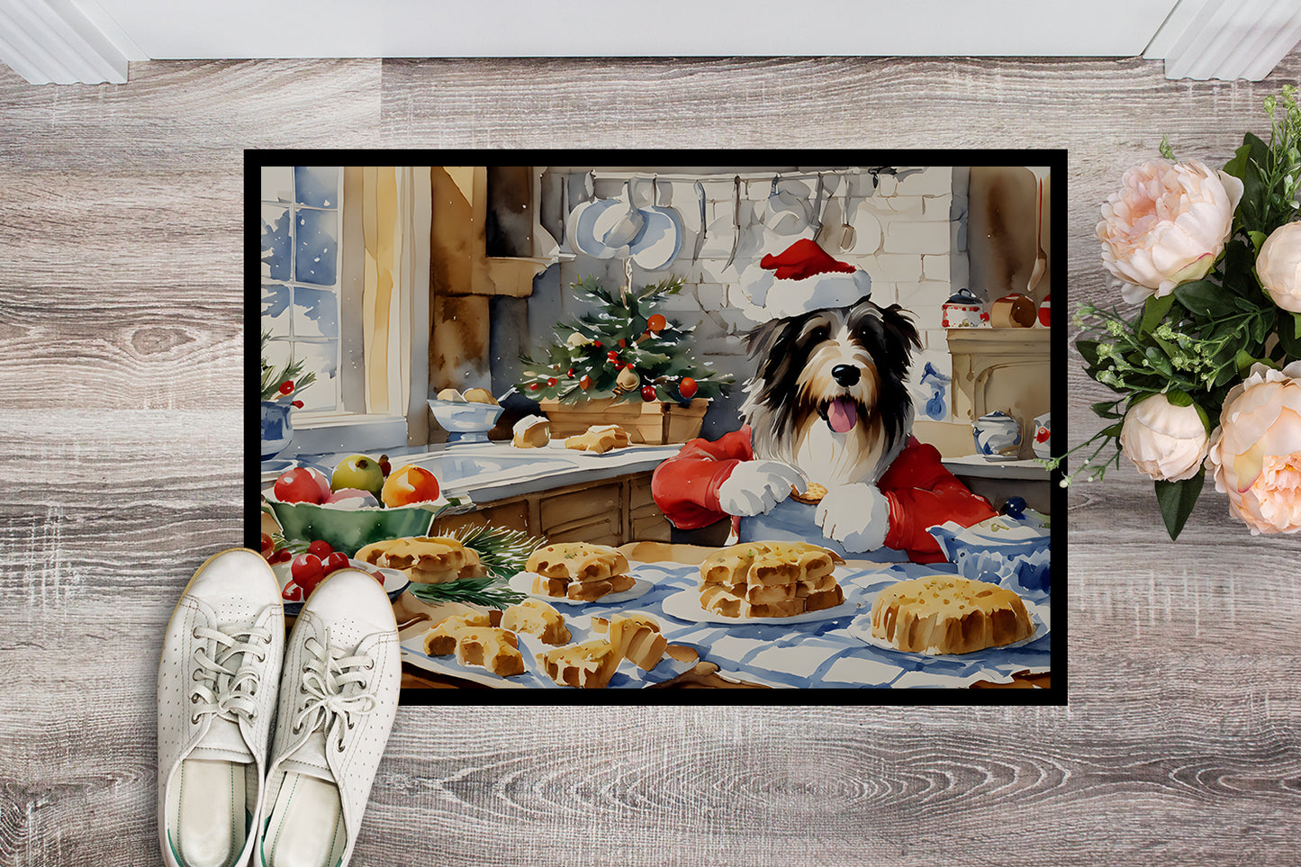 Bearded Collie Christmas Cookies Doormat