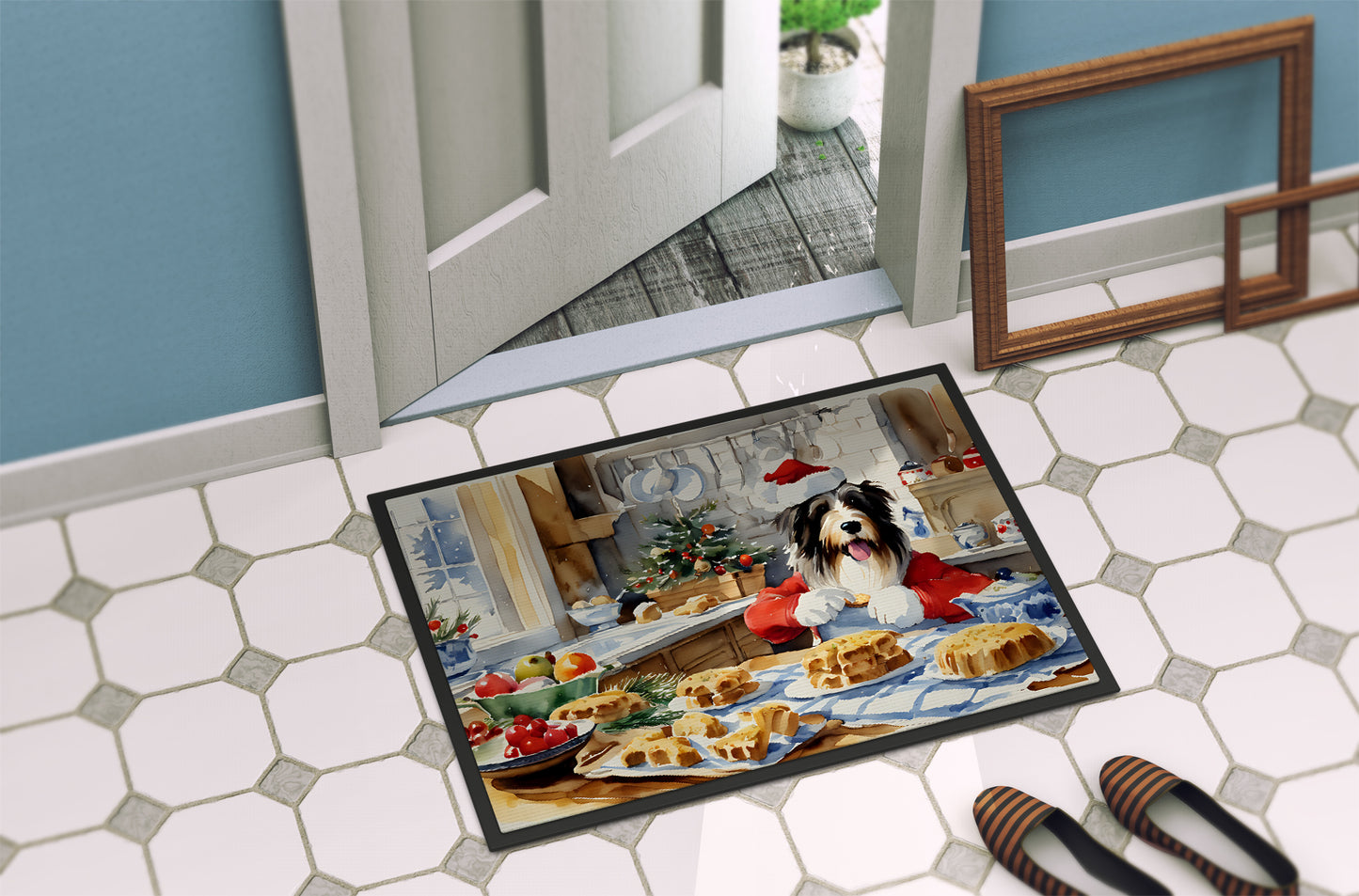 Bearded Collie Christmas Cookies Doormat