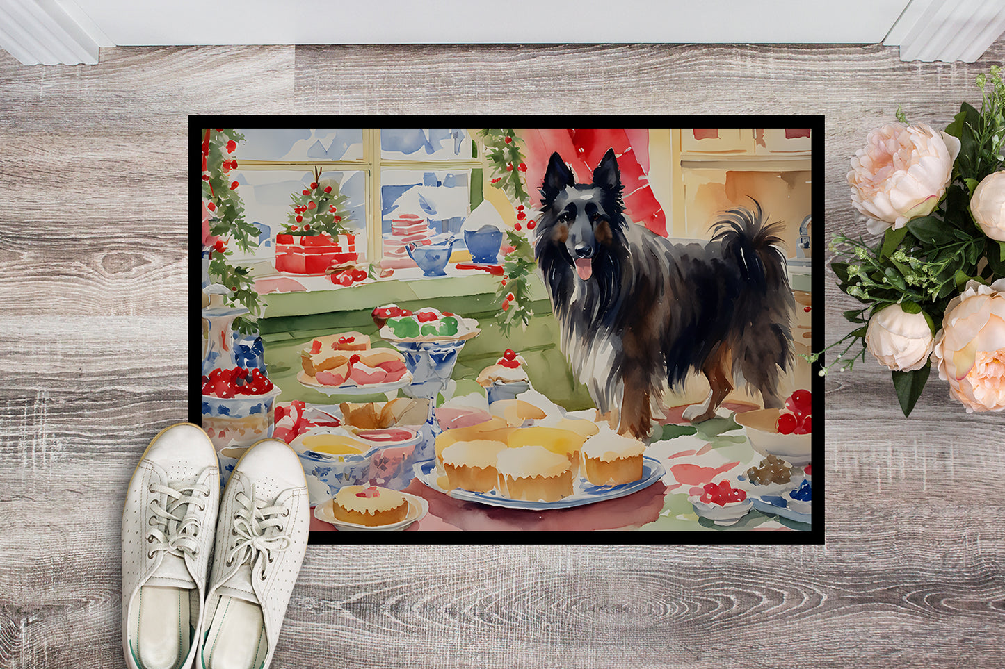 Belgian Sheepdog Christmas Cookies Doormat