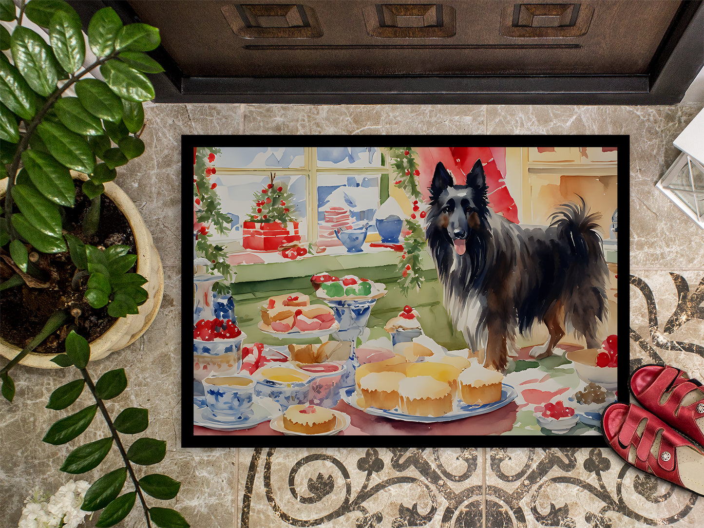 Belgian Sheepdog Christmas Cookies Doormat