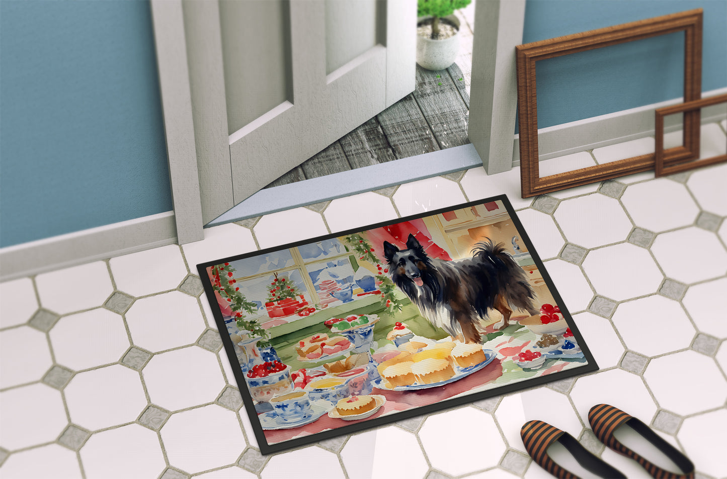 Belgian Sheepdog Christmas Cookies Doormat