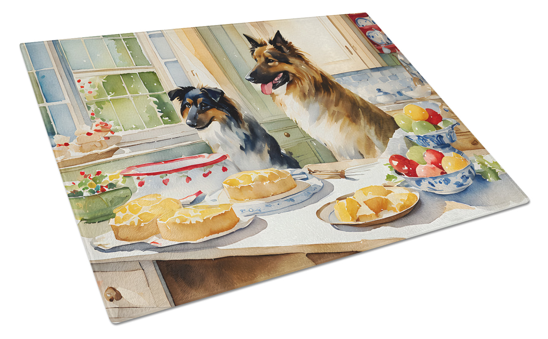 Buy this Belgian Tervuren Christmas Cookies Glass Cutting Board