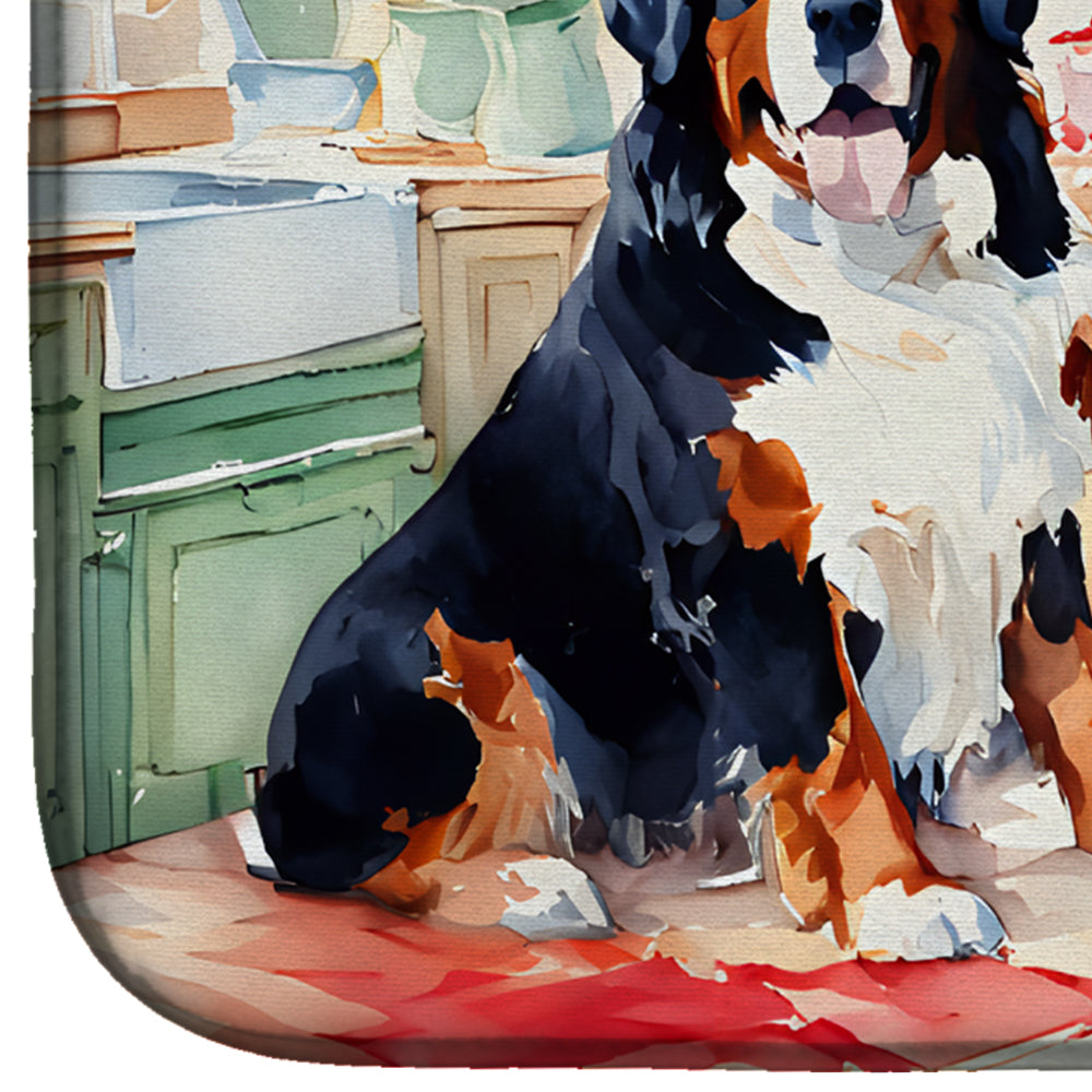 Bernese Mountain Dog Christmas Cookies Dish Drying Mat