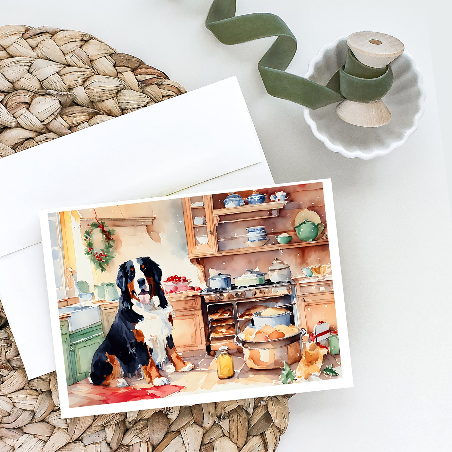 Bernese Mountain Dog Christmas Cookies Greeting Cards Pack of 8