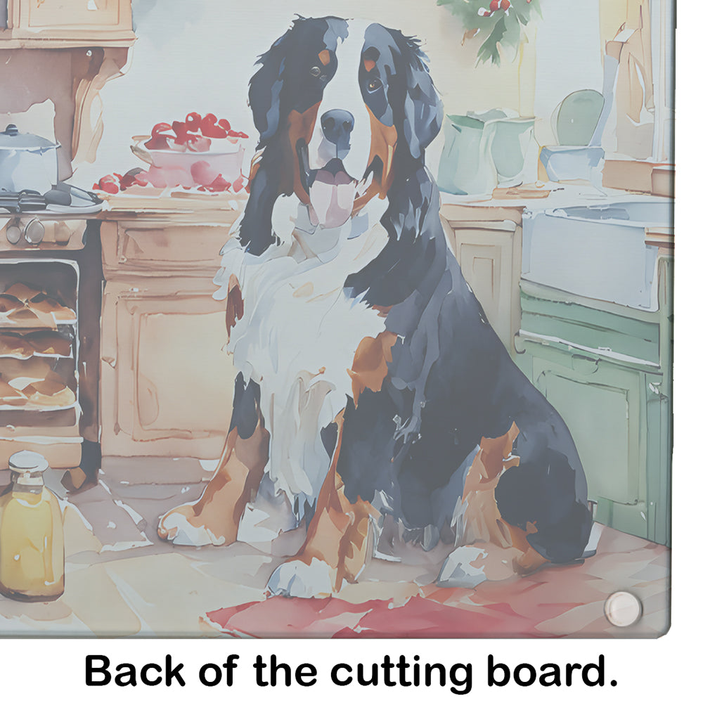 Bernese Mountain Dog Christmas Cookies Glass Cutting Board