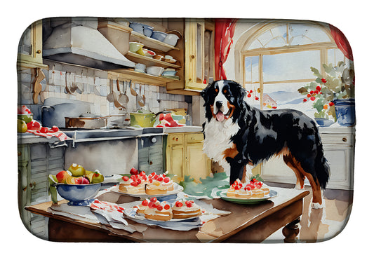 Buy this Bernese Mountain Dog Christmas Cookies Dish Drying Mat