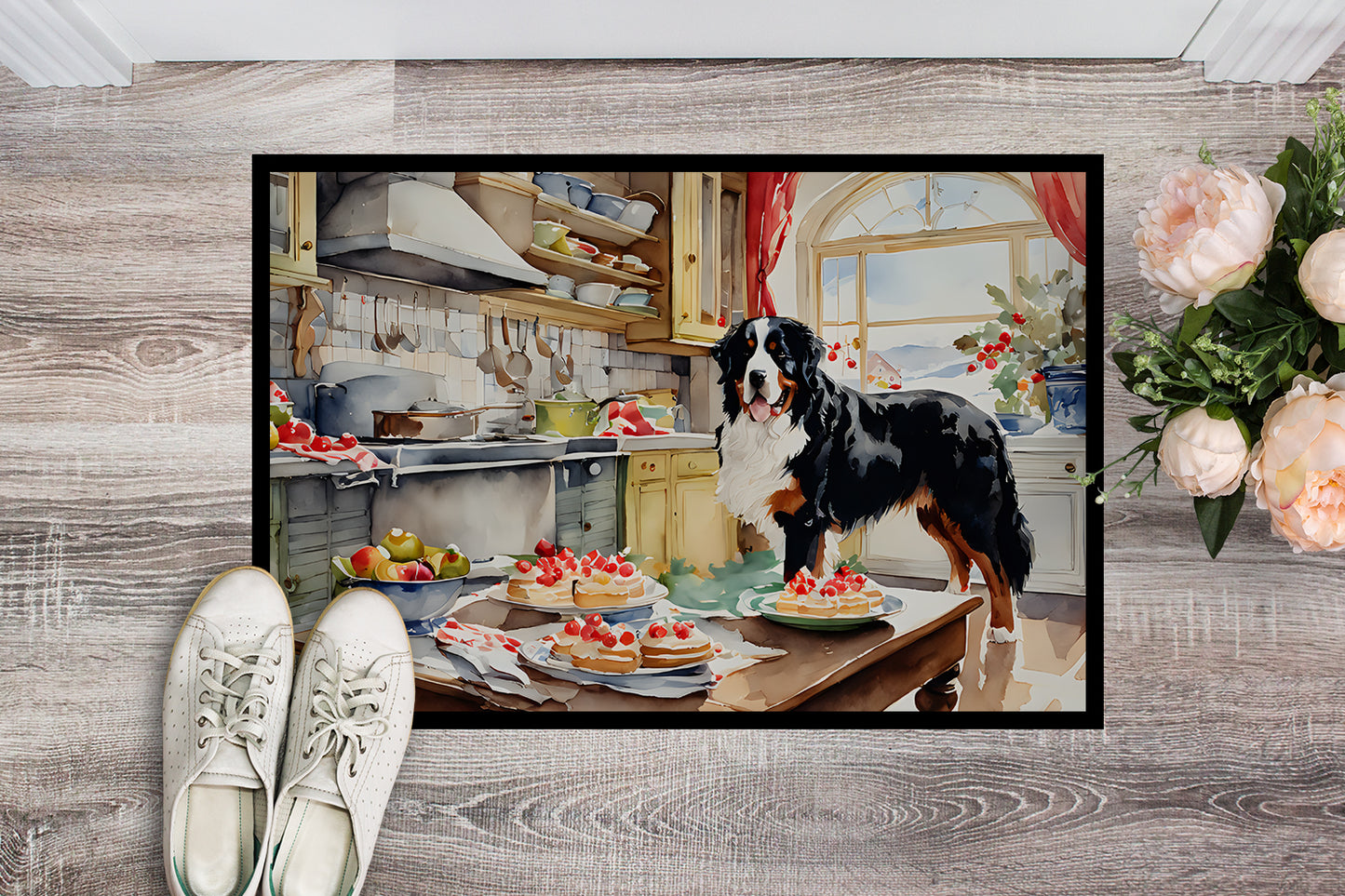 Bernese Mountain Dog Christmas Cookies Doormat