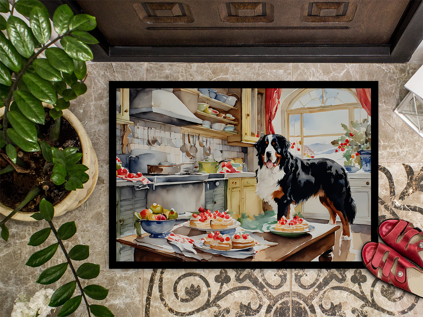 Bernese Mountain Dog Christmas Cookies Doormat