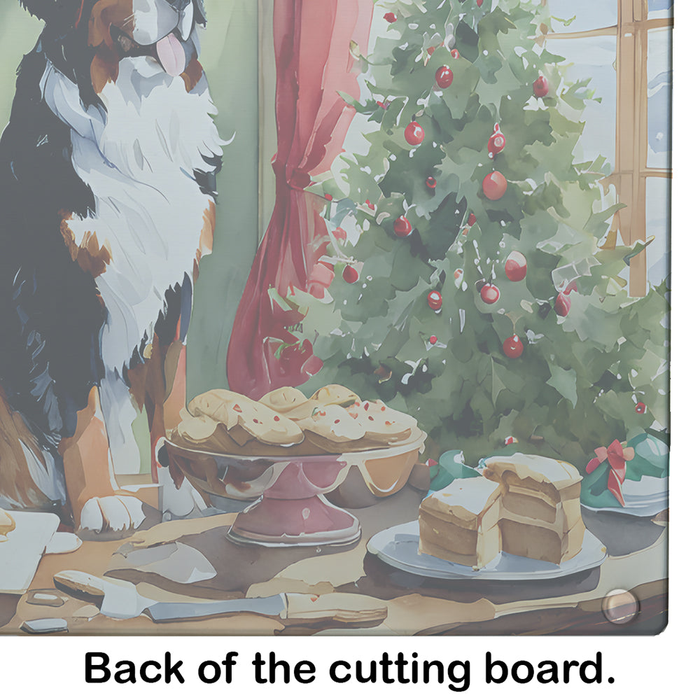 Bernese Mountain Dog Christmas Cookies Glass Cutting Board