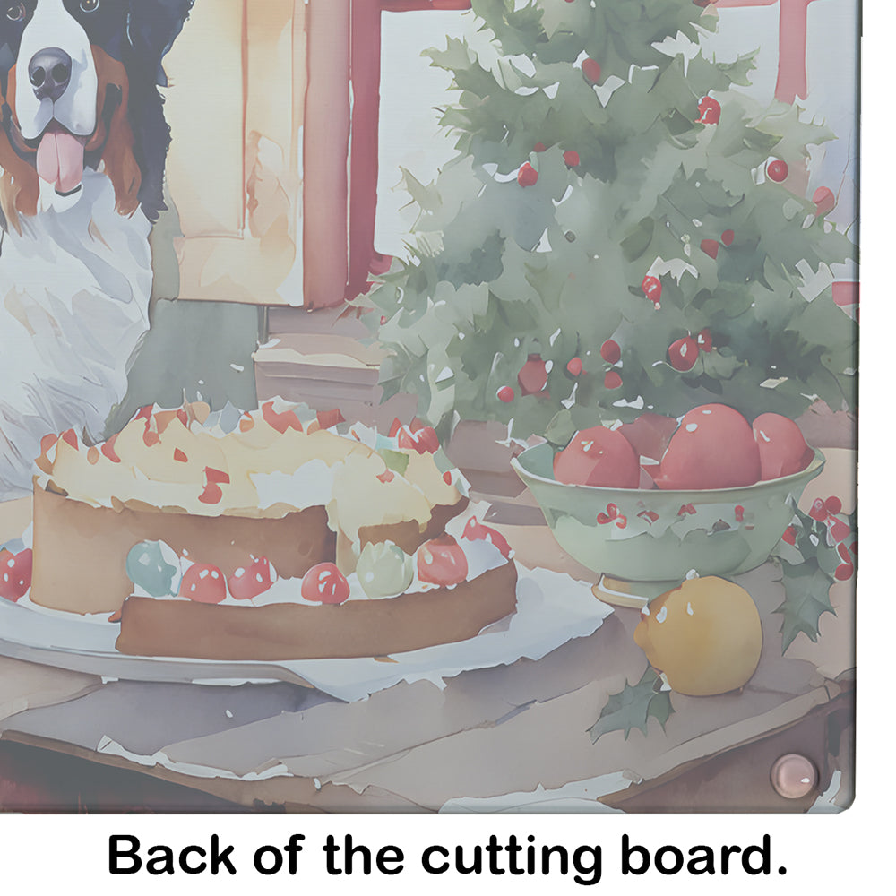 Bernese Mountain Dog Christmas Cookies Glass Cutting Board