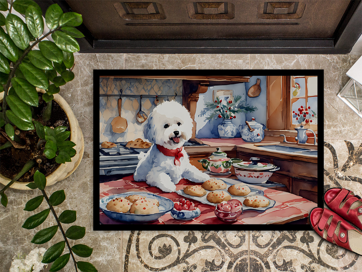 Bichon Frise Christmas Cookies Doormat