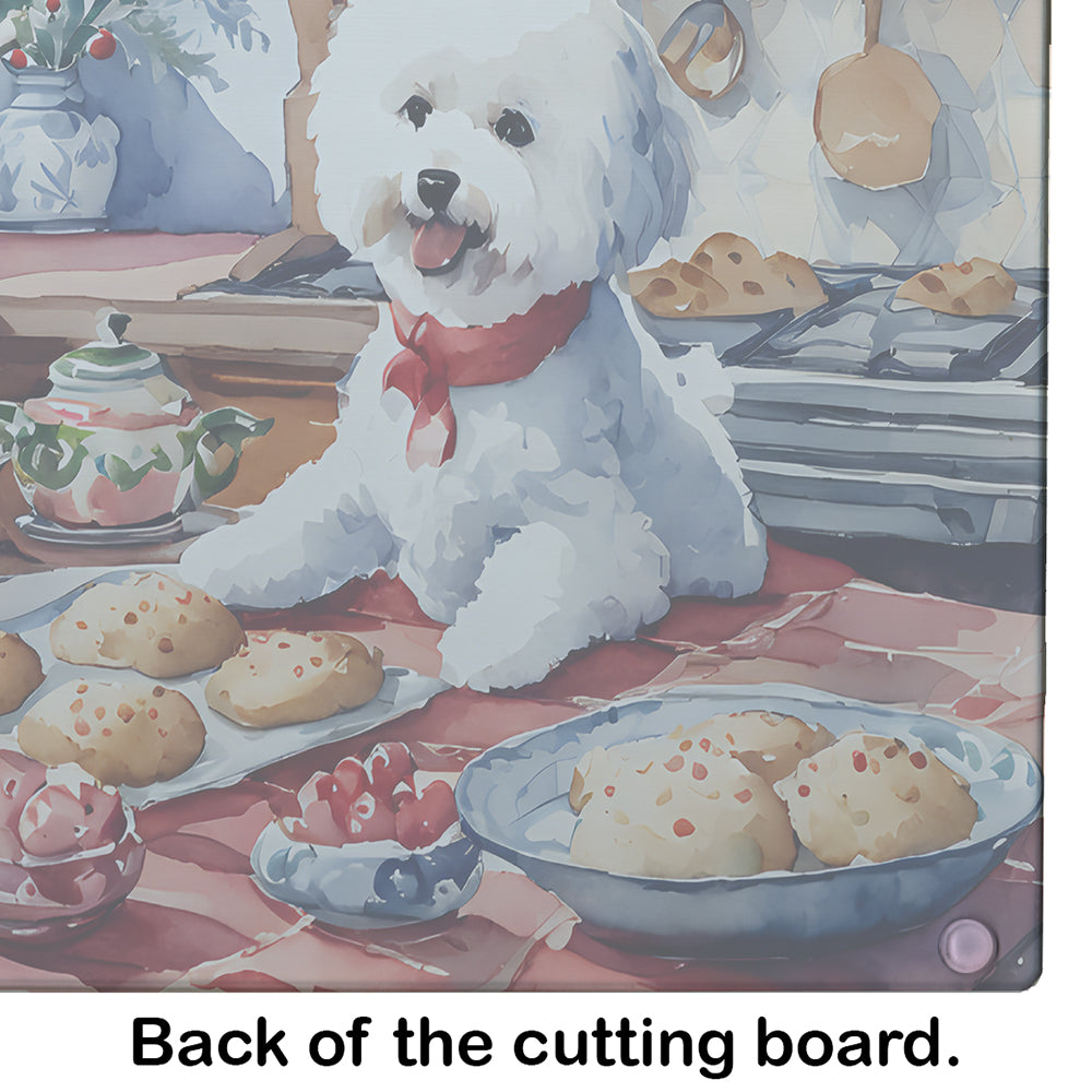 Bichon Frise Christmas Cookies Glass Cutting Board