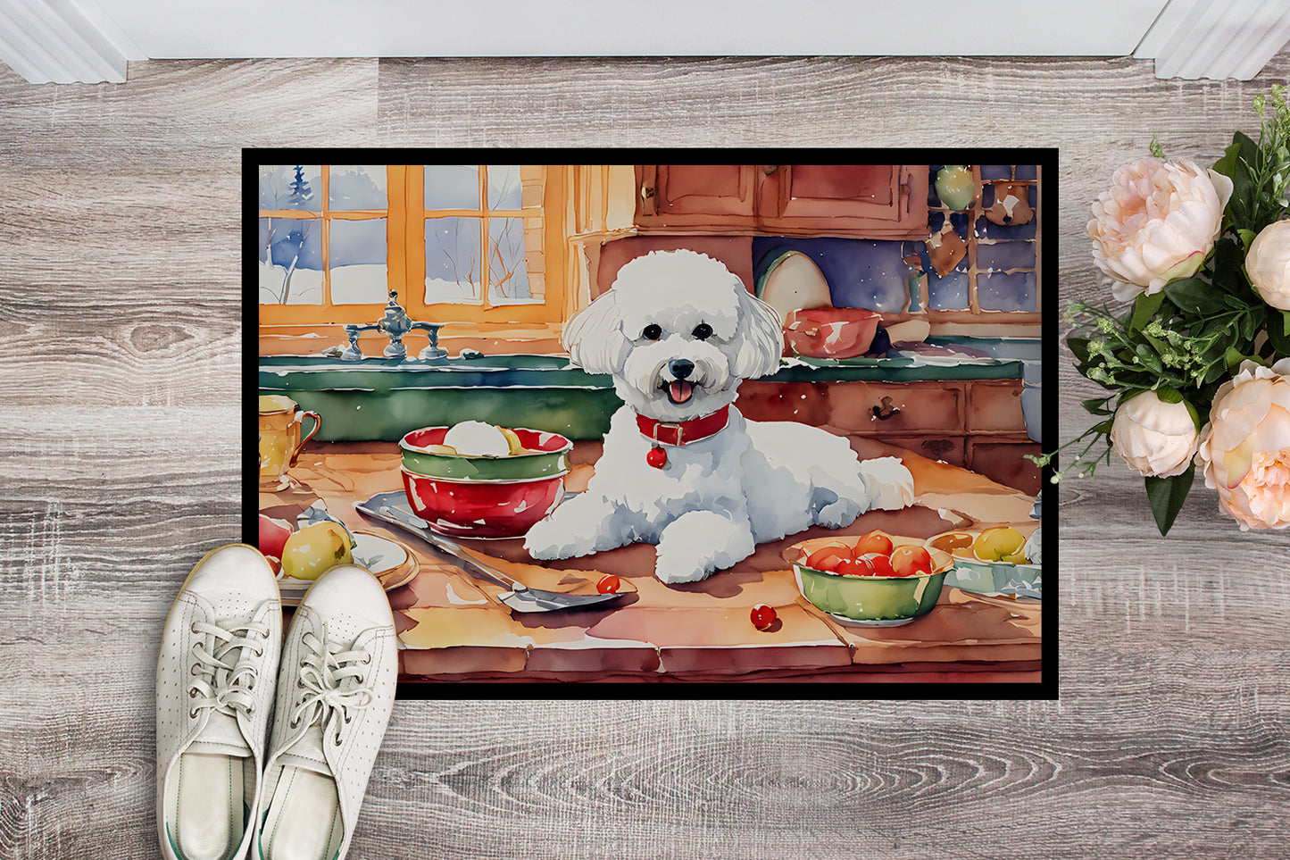 Bichon Frise Christmas Cookies Doormat