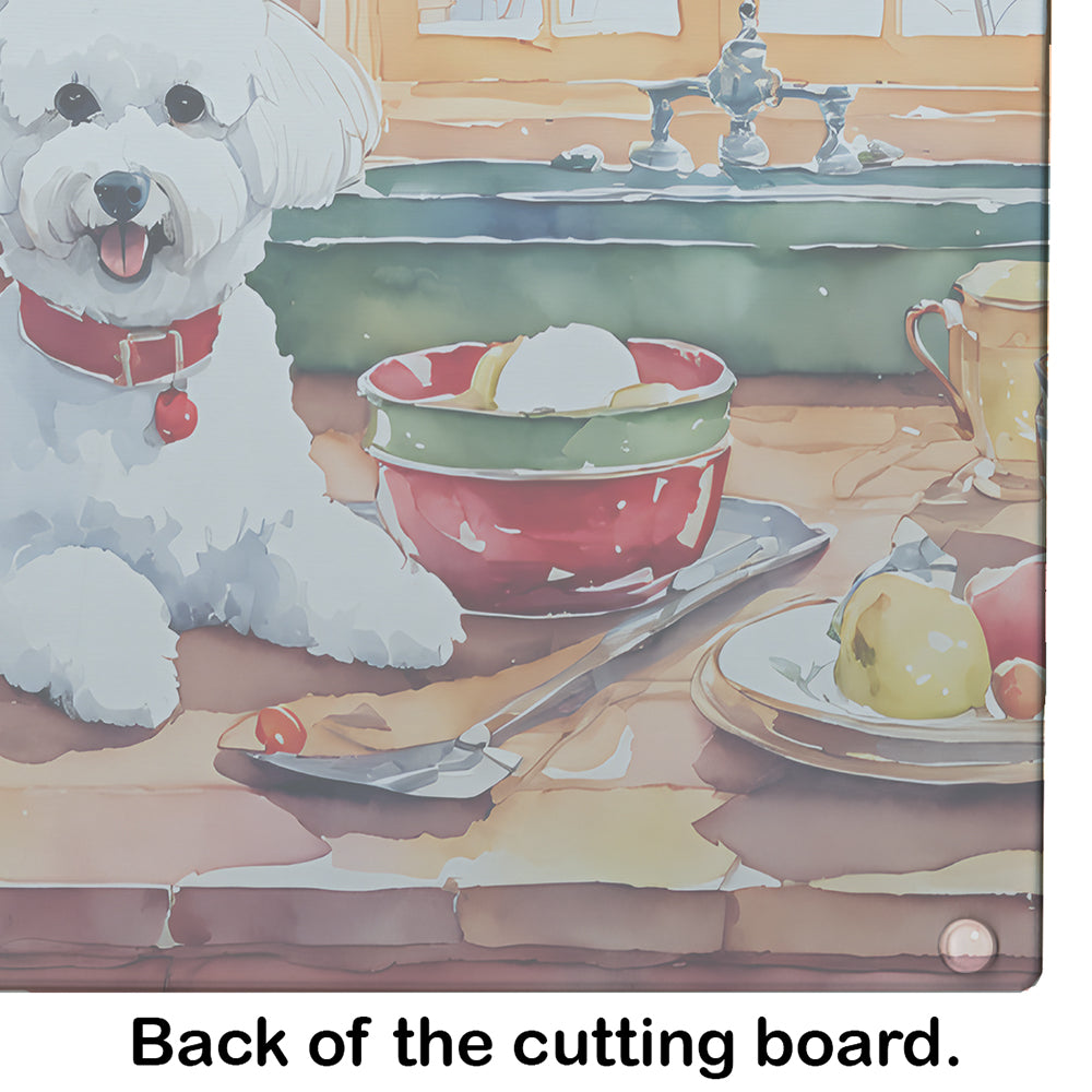 Bichon Frise Christmas Cookies Glass Cutting Board