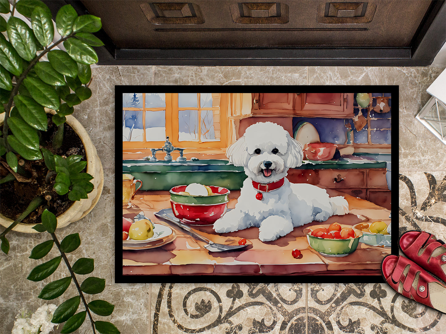 Bichon Frise Christmas Cookies Doormat