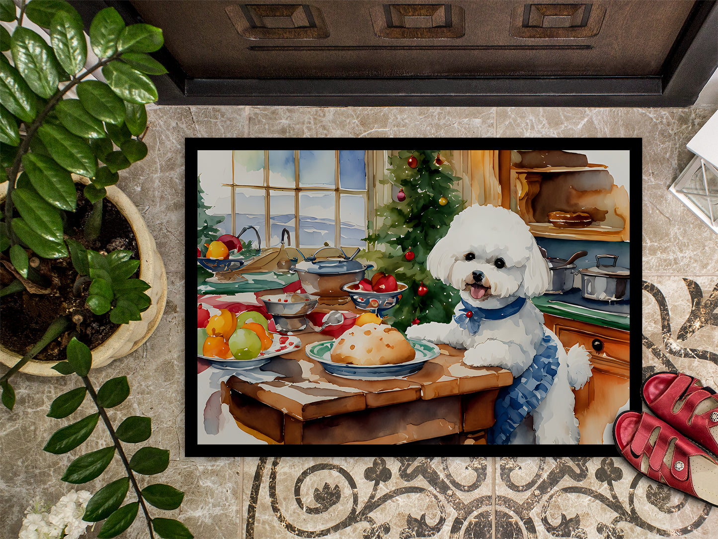 Bichon Frise Christmas Cookies Doormat