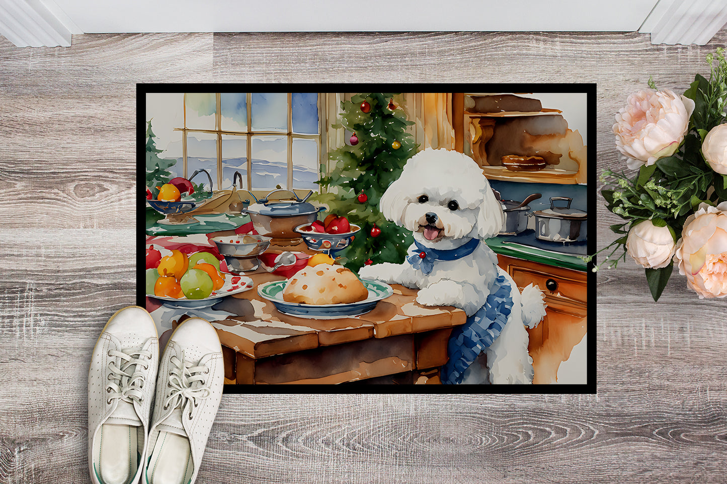 Bichon Frise Christmas Cookies Doormat