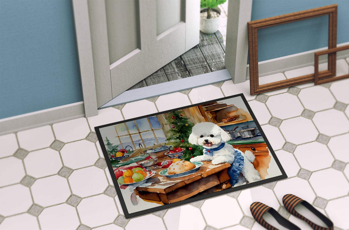 Bichon Frise Christmas Cookies Doormat